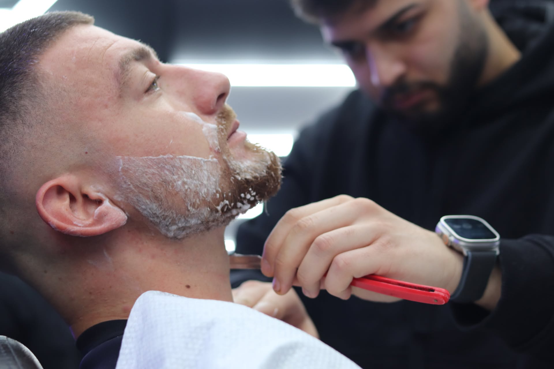 Traditional wet shave with hot lather